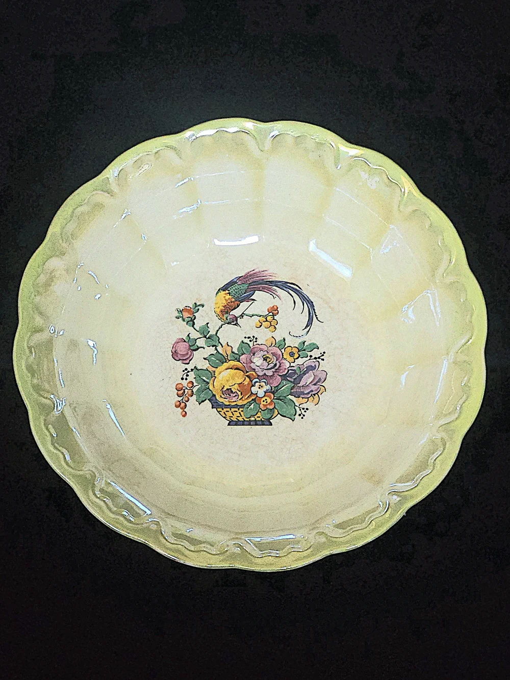 ANTIQUE/VTG 1920s Homer Laughlin Bird of Paradise Swirl Lusterware Serving Bowl